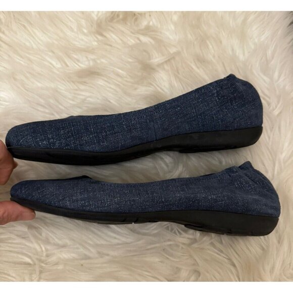 Abeo Women’s Tammy Navy Textured Denim Ballet Flats Comfort Shoe Size 8.5N - Picture 5 of 8